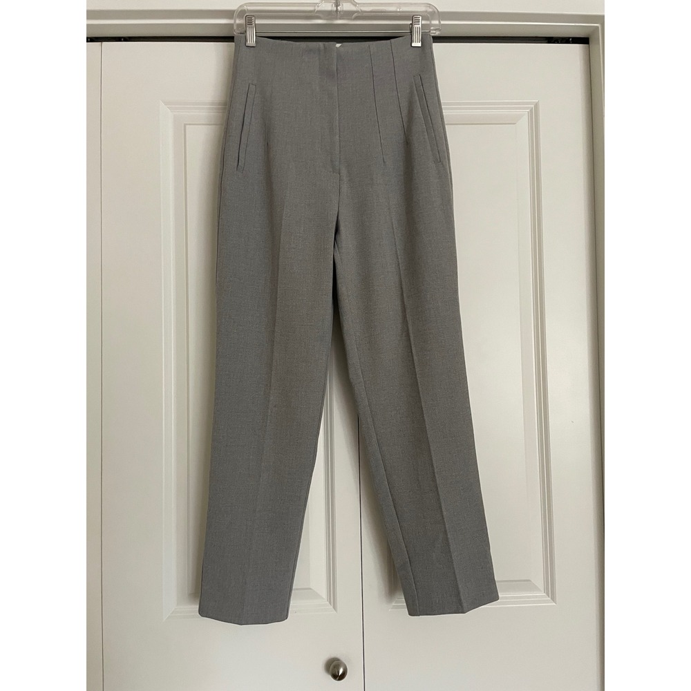 Zara Trousers High Waisted Grey Pleated Dress Pants Quiet Luxury Small 26 NWT